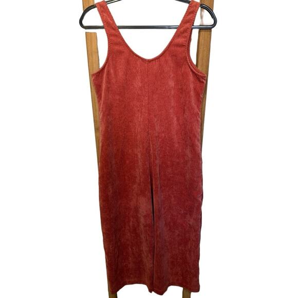ModCloth As You Wish Jumpsuit Cropped Wide Leg Overalls Corduroy Pink Size Small - Picture 6 of 11